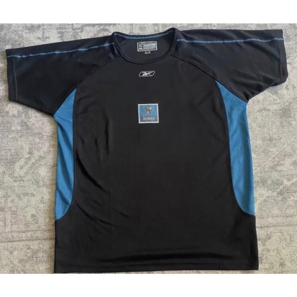 San Jose Sharks Reebok‎ NHL Shirt Black Men's XL Short Sleeve